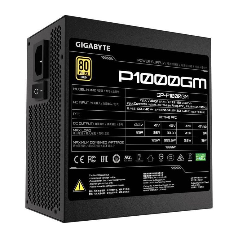 Gigabyte P1000GM - 1000 W - 80 Plus Gold - Modulaire