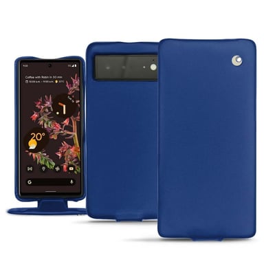 Custodia in pelle Google Pixel 6 - Patta verticale - Blu - Pelle liscia
