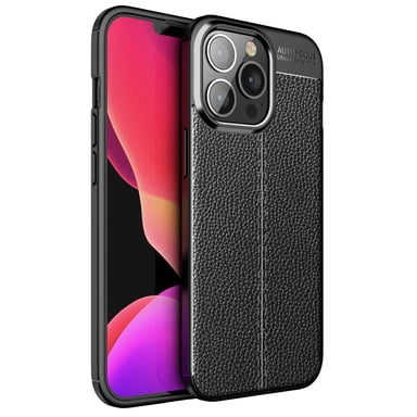 Coque pour Apple iPhone 13 PRO en Noir Profond Housse de protection Étui en silicone TPU avec application élégante en similicuir