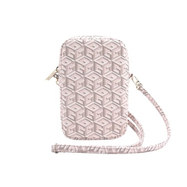 Sac à Bandoulière pour Téléphone Zippé Motif G Cube avec Logo en Métal Rose