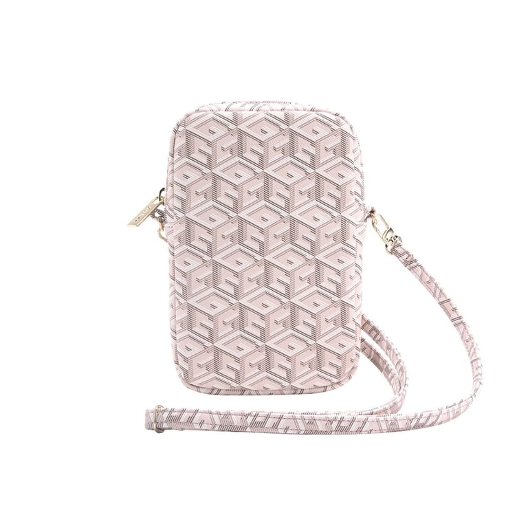 Guess Sac à Bandoulière pour Téléphone Zippé Motif G Cube avec Logo en Métal Rose - vue 2