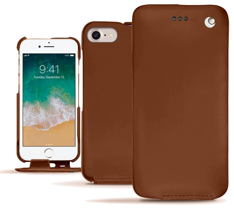 Housse cuir Apple iPhone 7 - Rabat vertical - Marron ( Nappa - Pantone #8B4720 ) - NOREVE