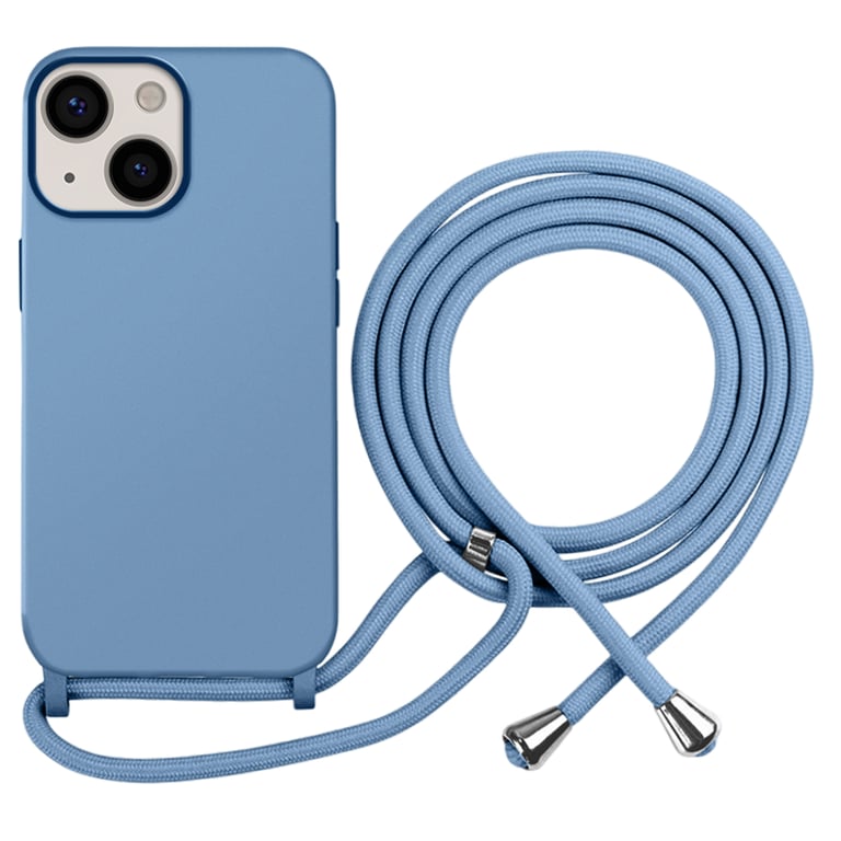 Coque pour iPhone 13 en TPU Premium Color Lace avec Cordon Tour de Cou Bleu