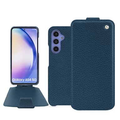 Housse cuir Samsung Galaxy A54 -  - Bleu - Cuir grainé