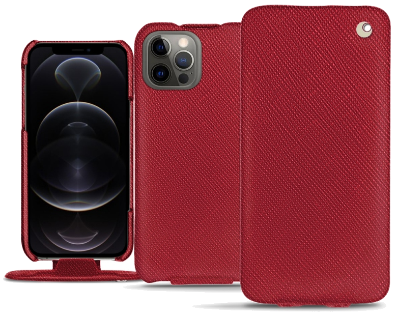 Housse cuir Apple iPhone 12 Pro - Rabat verticalRouge
