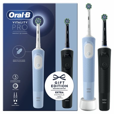 Spazzolino oscillante per adulti Oral-B Vitality Pro Duo Nero, Blu, Bianco