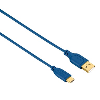 Cavo USB-C Flexi-Slim, oro, antitorsione, blu, 0,75 m
