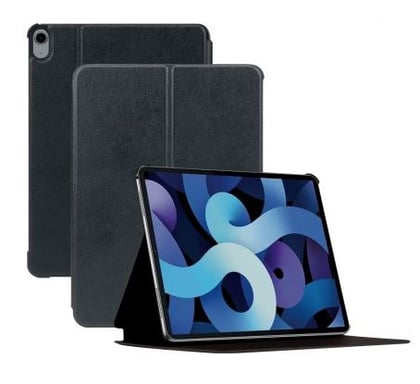 Funda protectora Folio iPad Air 5 10.9'' 2022/iPad Air 4 10.9'' 2020, Smart Cover Funda a prueba de golpes, función de pie, despertador automático, aspecto de cuero, negro
