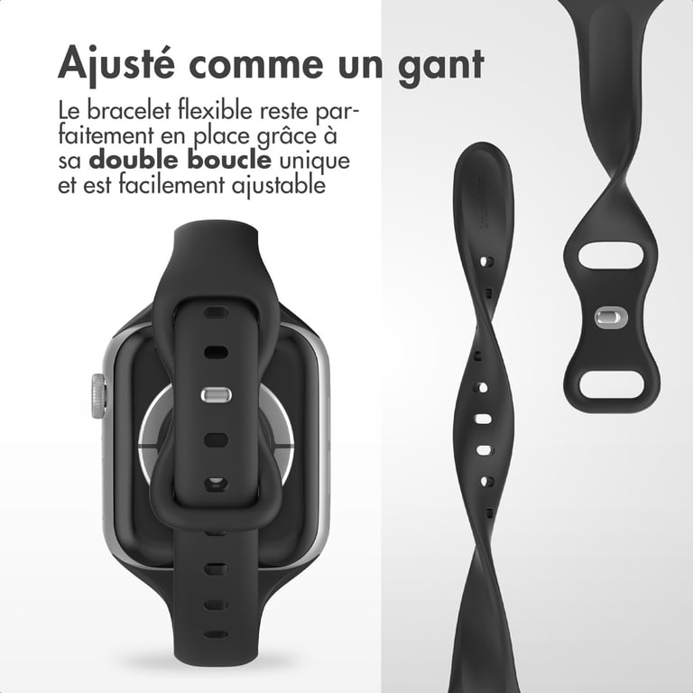 imoshion Bracelet slim en silicone pour Apple Watch | 44/45/46/49 mm - Noir - Neuf