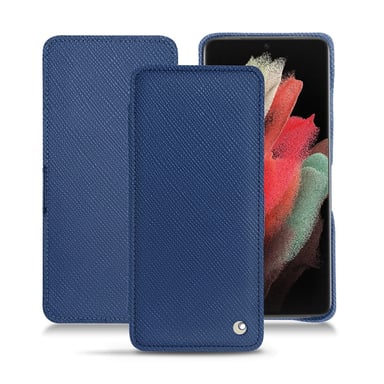 Housse cuir Samsung Galaxy S21 Ultra -  - Bleu - Cuir saffiano