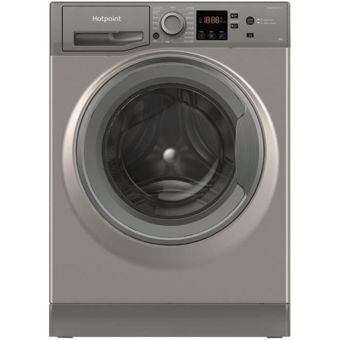 Lave linge hubot HOTPOINT NSWM946GGFR 9 kg Induction L60cm 1400 trsmin - vue 3