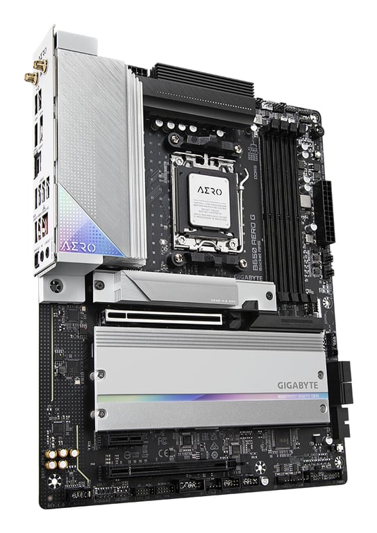 GIGABYTE B650 AERO G Carte mère Compatible avec les processeurs AMD Ryzen série 9000 jusqu'à 8000 MHz DDR5 OC 1xPCIe 5.0 + 2xPCIe 4.0 .2 LAN 2 5 GbE WIFI 6E USB 3.2 Gen 2 Neuf - vue 2