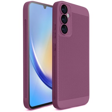 Moozy VentiGuard Coque de téléphone pour Samsung A34 5G Violet – Housse respirante avec motif perforé pour la circulation de l'air, ventilation, anti-surchauffe