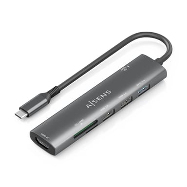 AISENS ASUC-7P027-GR station d'accueil Avec fil USB 3.2 Gen 1 (3.1 Gen 1) Type-C Gris