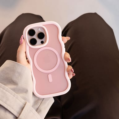 Selencia Coque arrière Wavy avec MagSafe pour Apple iPhone 15 - Soft Pink