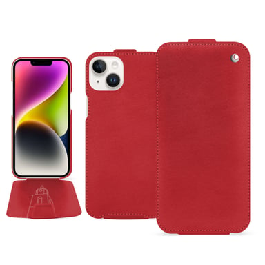 Housse cuir Apple iPhone 15 Plus - Rabat vertical - Rouge - Cuir lisse premium