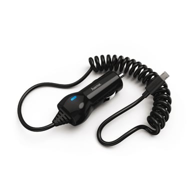 Cargador de coche, micro-USB, 2,4 A, negro