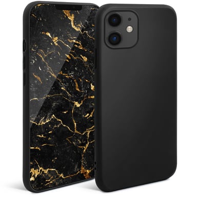 Moozy Custodia in silicone della serie Minimalist per iPhone 11, nero - Sottile e flessibile con finitura opaca in TPU