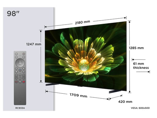 TCL C79K 98C79K TV 2,49 m (98'') 4K Ultra HD Smart TV Wifi Métallique 3000 cd/m²