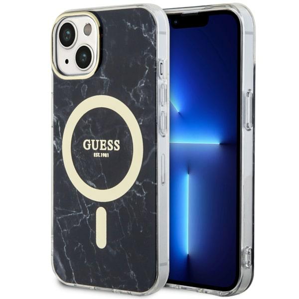 Guess Marble MagSafe - Coque pour iPhone 14 (Noir) - 3666339127244