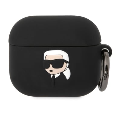 Karl Lagerfeld AirPods 3 Estuche de silicona Karl Head 3D Luxury A prueba de golpes Negro