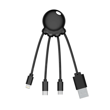 Octopus Cable biodegradable USB A/micro USB & USB C & Lightning 0,1 m Negro Xoopar