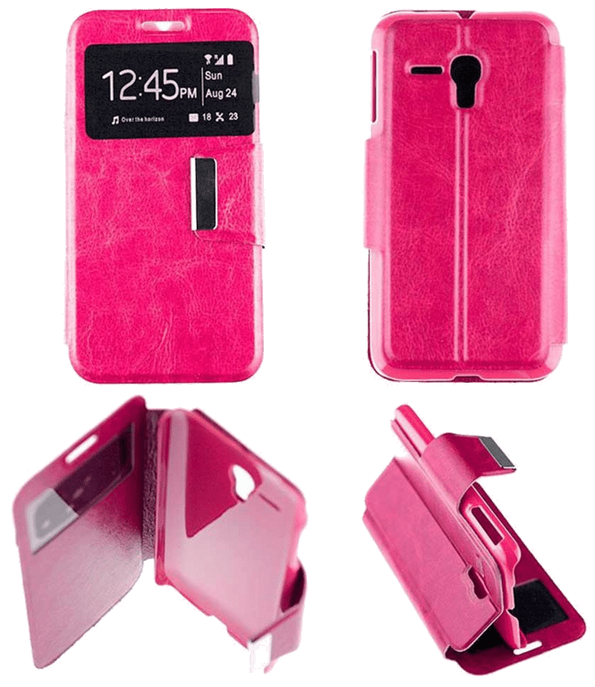 Etui Folio compatible Rose Fushia Alcatel One Touch Pop D5