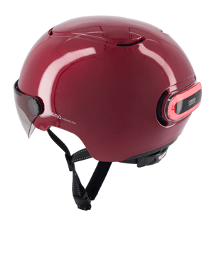 Cosmo Fusion+ Taille S, Bordeaux Brillant - Casque avec éclairage Vélo Arrière Intelligent et Connecté - Assurance Individuelle ALLIANZ offerte durant 1 an