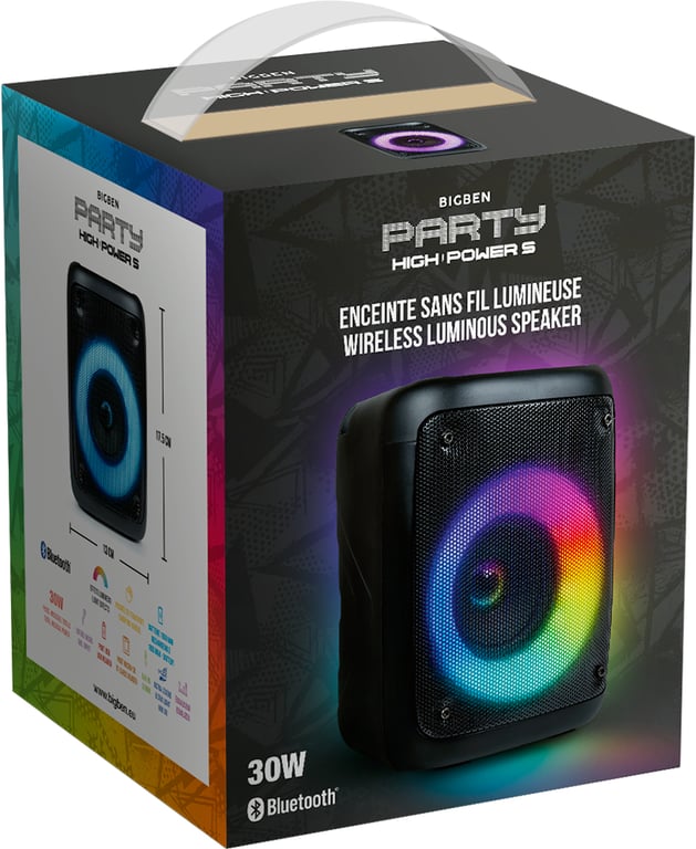 Enceinte sans fil BIGBEN PARTY Taille Bluetooth Ports USB et micro SD Effets LED - vue 4
