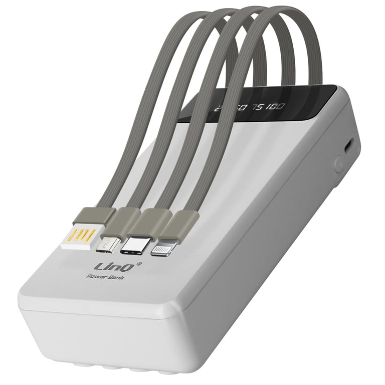 Batterie Secours 25800mAh Câble 4 en 1 Amovible et Sortie USB Compact LinQ Neuf