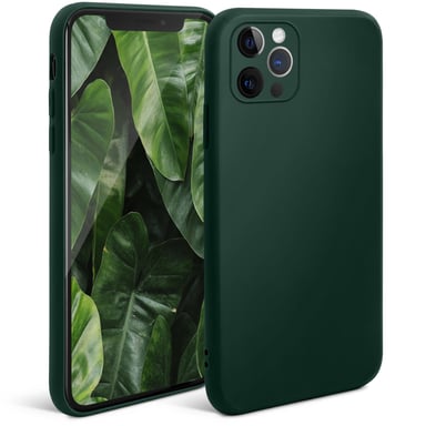Moozy Minimalist Series Coque en silicone pour iPhone 12, iPhone 12 Pro, Vert nuit – Finition mate fine et souple en TPU