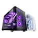 Mars Gaming MC-FUSIONM, Caja Gaming Micro-ATX, Ventana Lateral y Frontal Curvo de Cristal Templado Continuo, Minitorre PC Doble Cámara, Soporte Refrigeración Líquida, Espacio Interno Optimizado, Blanco