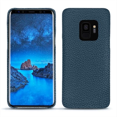 Coque cuir Samsung Galaxy S9 -  - Bleu - Cuir grainé