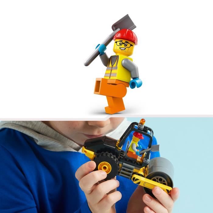 LEGO City Le Rouleau Compresseur de Chantier Jouet de Construction de Véhicule Maquette de Camion Enfant avec Minifigurines Jeu Imaginatif Cadeau pour Garçons et Filles Dès 60401 - vue 3