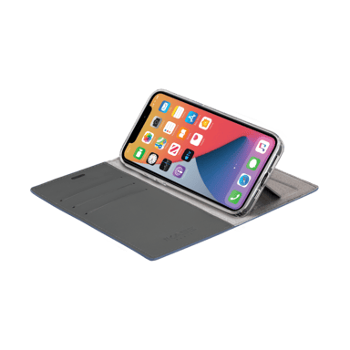 Diarycase 2.0 Funda de piel auténtica con soporte magnético para Apple iPhone 12/12 Pro, Azul Egeo