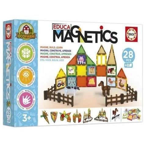Magnetics Ecoferme Jeu de construction EDUCA 28 pièces magnétiques 2 animaux 8 cartes Dès - vue 7