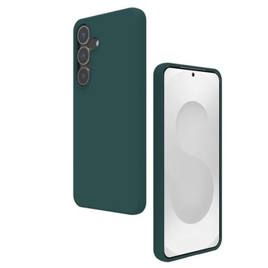 EVETANE Cover Samsung Galaxy S25 + Silicone Liquido Verde + 2 Vetrini in Vetro Temperato Protezione schermo
