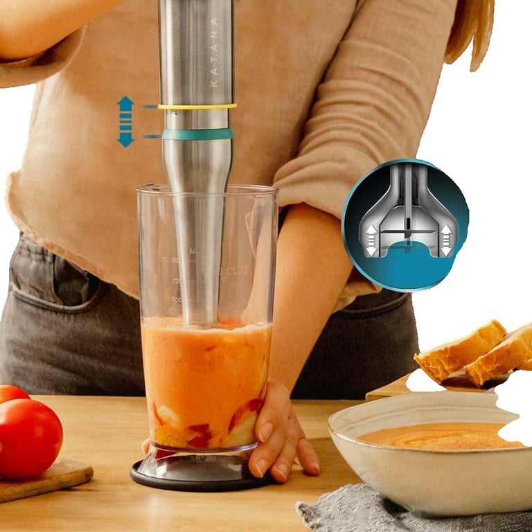 Cecotec Mixeur plongeant Katana TotalDestroy 1200XL DK. Puissance maximale de 21 vitesses et turbo 4 godets en capot anti éclaboussures pied extra long bol gradué de 800 ml. - vue 3