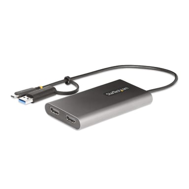 StarTech.com Adaptador USB-C a HDMI Doble - USB Tipo C a 2 Monitores HDMI - 4K 60Hz - Entrega de Alimentación PD de 100W con Paso - Cable Incorporado