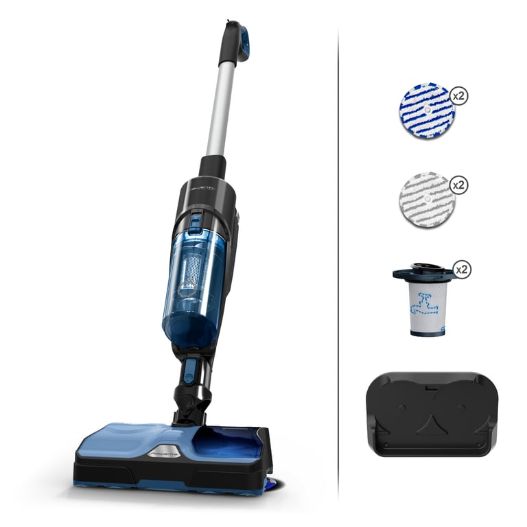 Rowenta X Combo 2in1 GZ3038 Aspirateur traineau Batterie Sec&humide Sans sac 0,55 L Noir, Bleu - Neuf