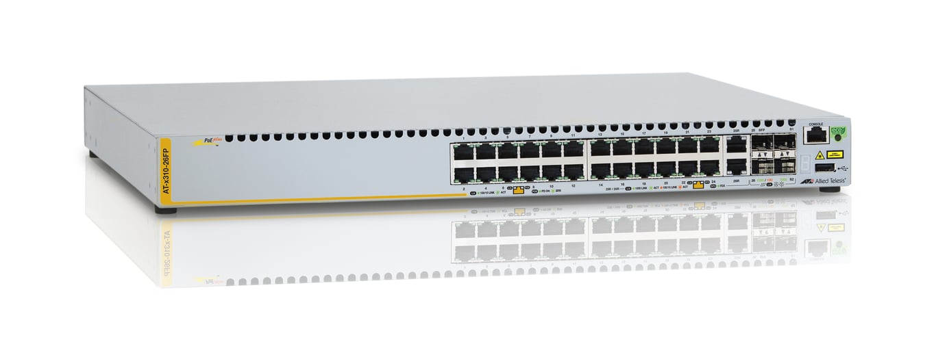 Allied Telesis AT x310 26FP 50 Gigabit Ethernet 101001000 Connexion Ethernet supportant 'alimentation via ce port PoE 1U Neuf