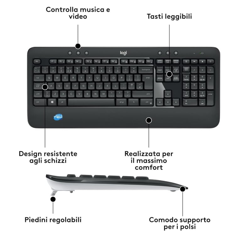 Ensemble Clavier et Souris Logitech MK540 – Sans Fil, QWERTY, Technologie RF - vue 7