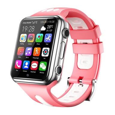 Montre Téléphone Android 4G Traceur GPS 3Go+32Go WiFi Rose Blanc YONIS