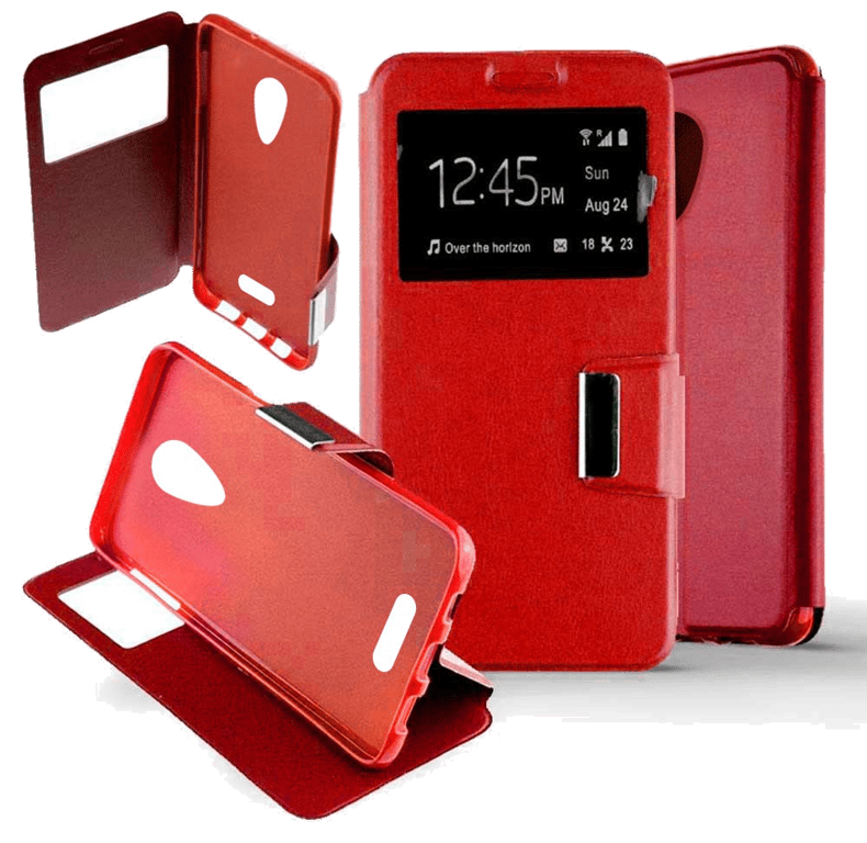 Etui Folio compatible Rouge Wiko Tommy 2