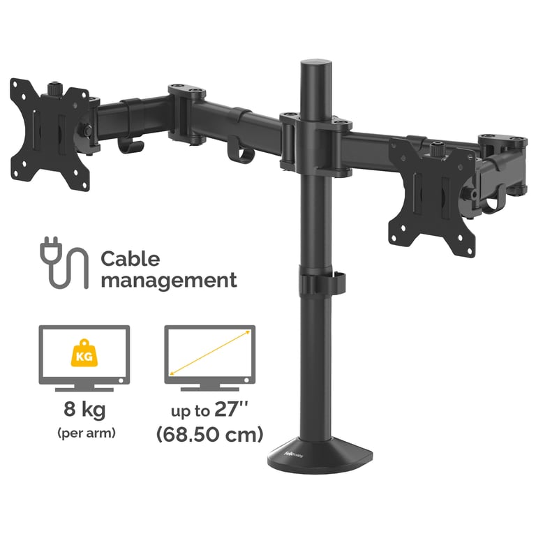 Fellowes Support double ecran Reflex 8502601 noir reglable pince oeillet Noir - vue 6