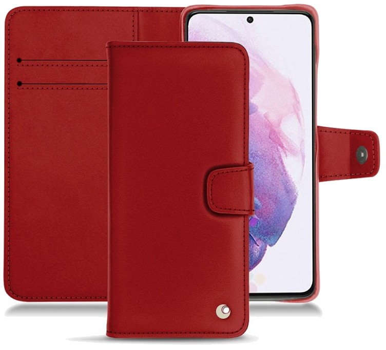 Housse cuir Samsung Galaxy S21 - Rabat horizontal portefeuilleRouge