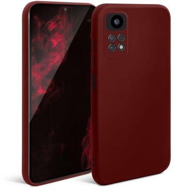 Moozy Minimalist Series Coque en Silicone pour Xiaomi Redmi Note 11 Pro 5G et 4G, Vin Rouge - Finition Mate, Housse de Protection légère en TPU Souple et Mince avec Surface mate