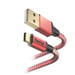 Cable de carga/datos reflectante, USB Tipo-C - USB-A, 1,5 m, rojo