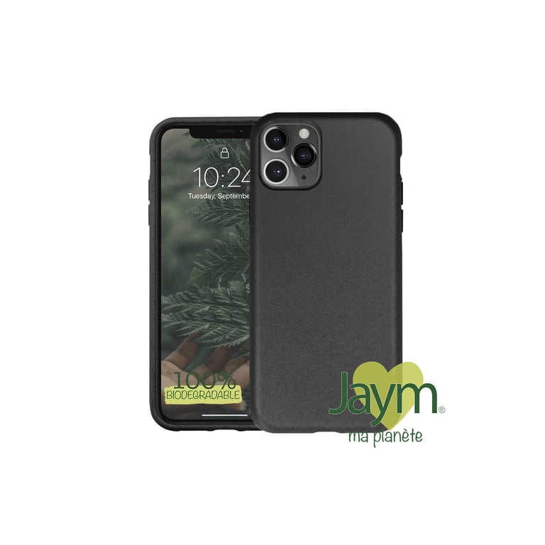 JAYM - Coque 100% Biodégradable Noire pour Apple iPhone 11 Pro Max –  Écologique - Souple et résistante -