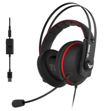 ASUS TUF Gaming H7 Cuffie cablate Gaming Headband Nero, Rosso